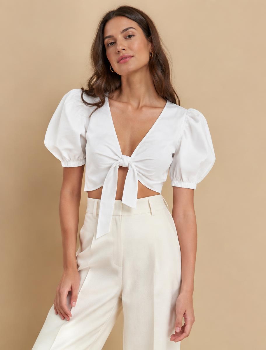 Poplin Tie-Front Top